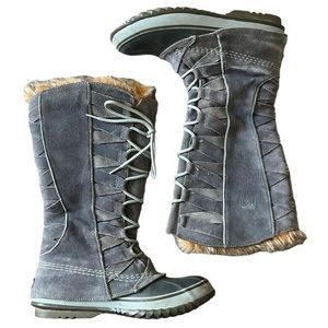 Sorel Women's Boots Sorel Cate of Alexandria Gray Leather Weave Winter Boots 8